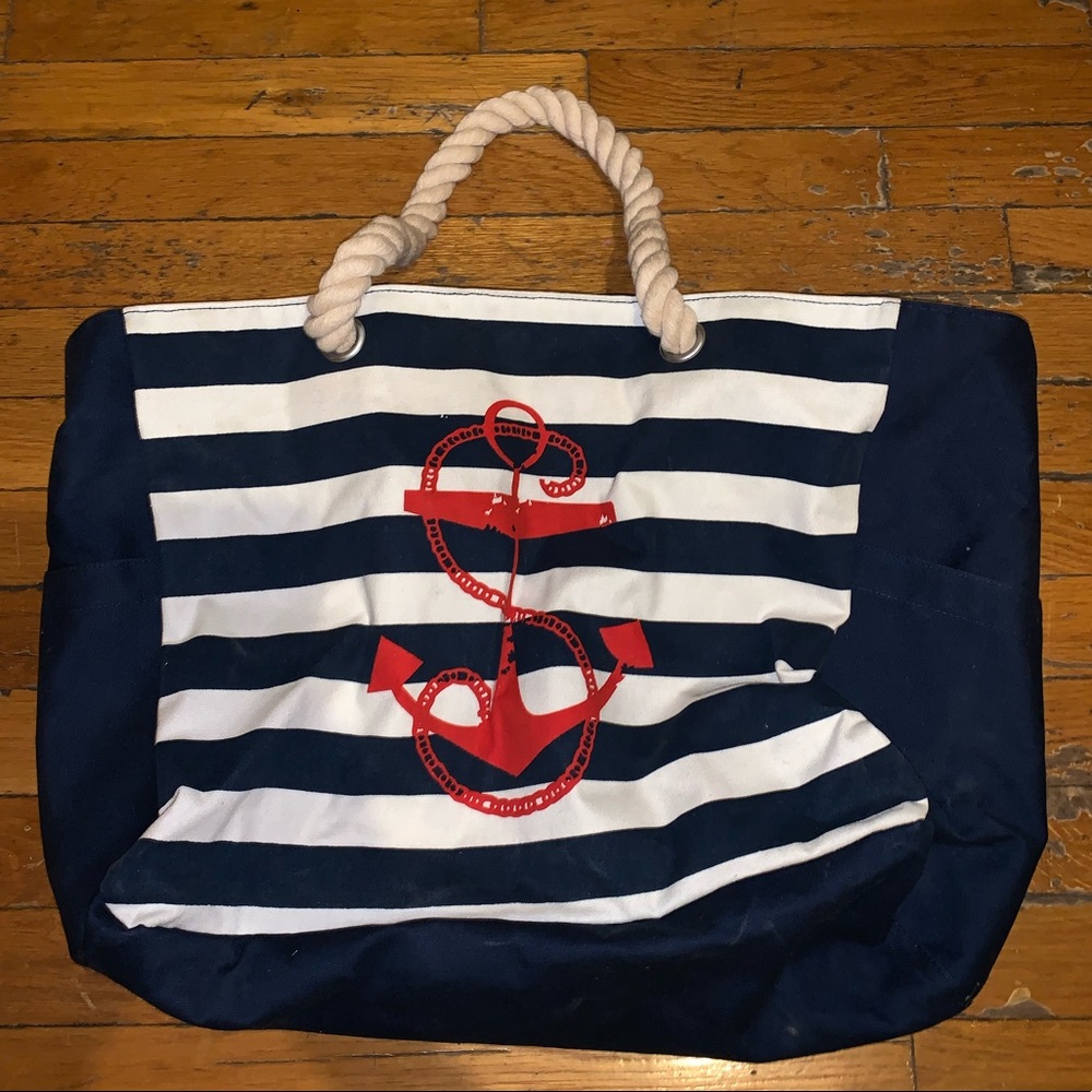 PaperChase Sailor Anchor Striped Cute Tote Bag